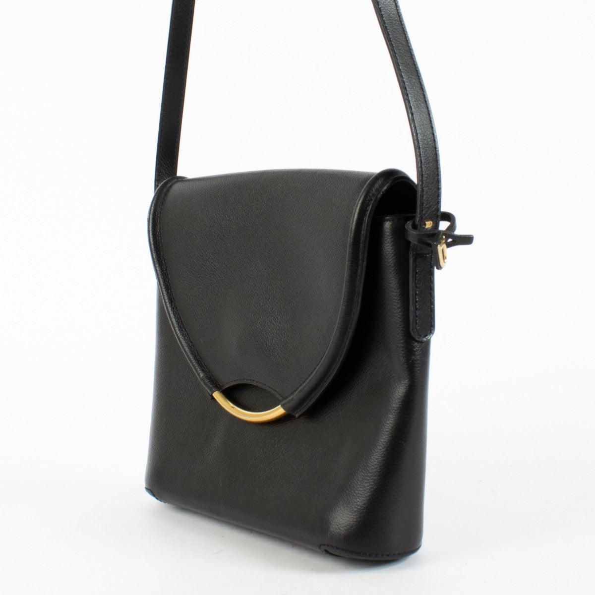 Delvaux Black Éclair Crossbody Bag in smooth leather with gold-tone detail at Labellov.com