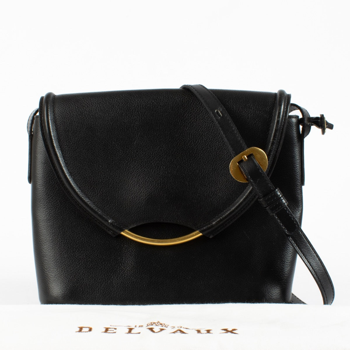 Delvaux Black Éclair Crossbody Bag in smooth leather with gold-tone detail at Labellov.com