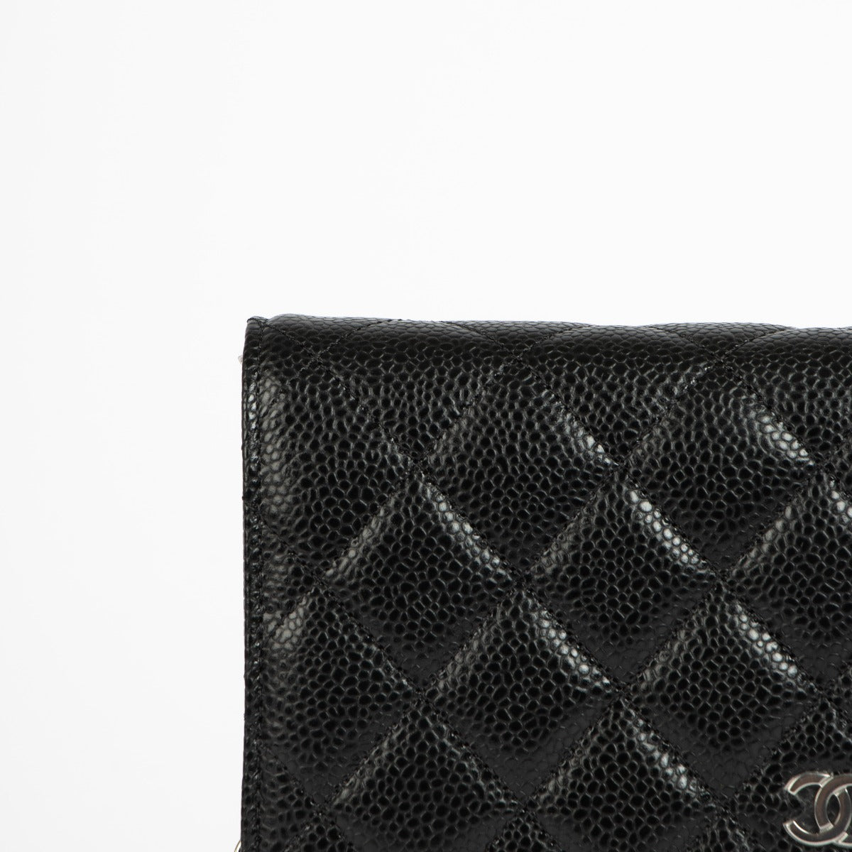 Authentic Chanel Black Caviar SHW Wallet on Chain on Labellov.com