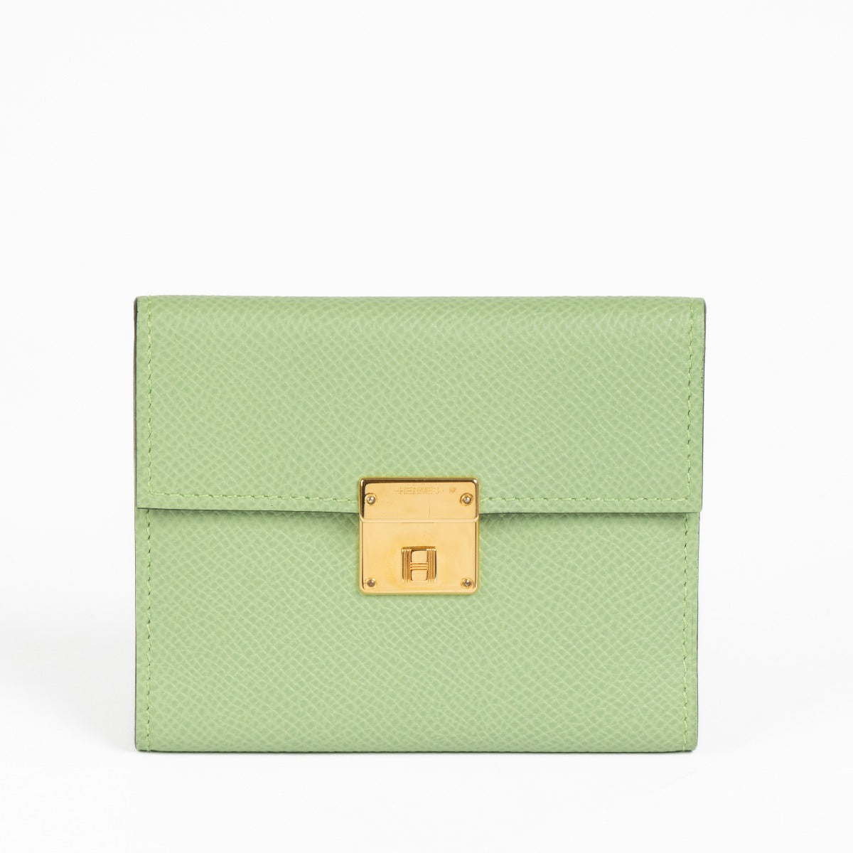 Porte-cartes Mini Clic Hermès Vert Criquet Epsom