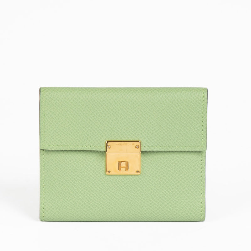 Hermès Vert Criquet Epsom Clic Mini Card Holder Wallet
