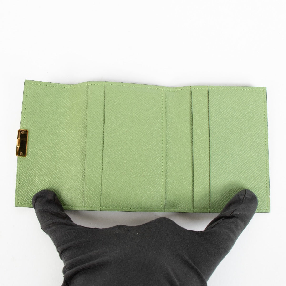 Porte-cartes Mini Clic Hermès Vert Criquet Epsom