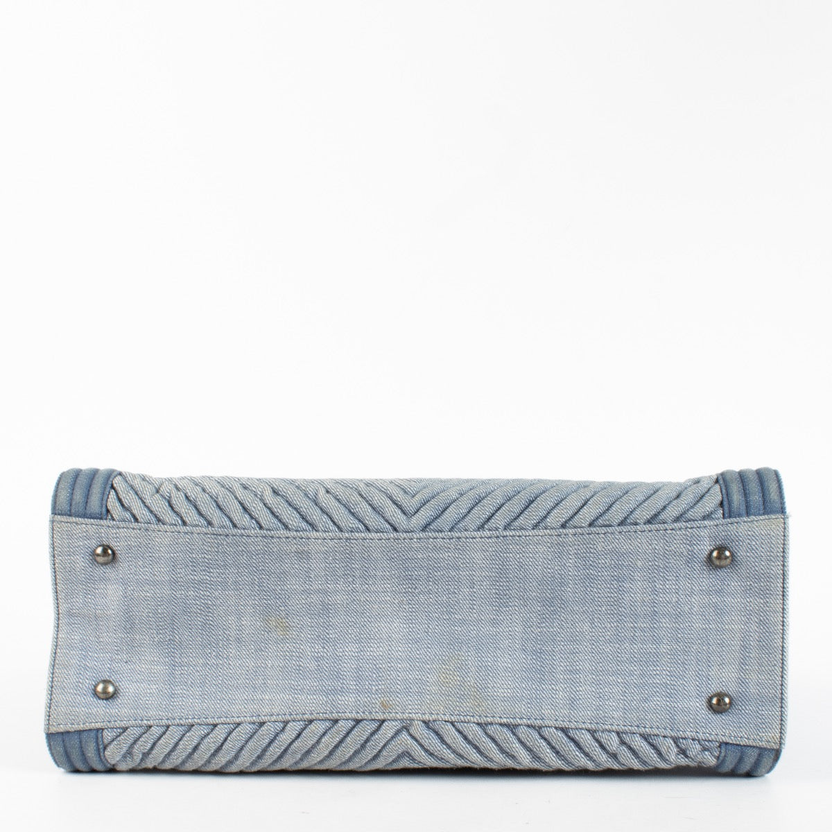 authentic preloved Chanel Blue Denim Boy Tote Bag on Labellov.com
