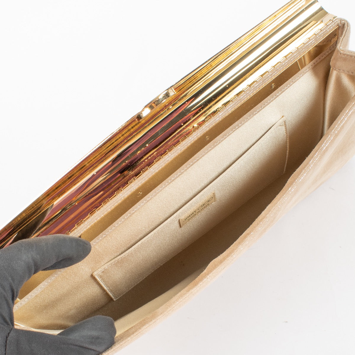shop 100% authentic second hand Jimmy Choo Gold Metal Flap Clutch on Labellov.com