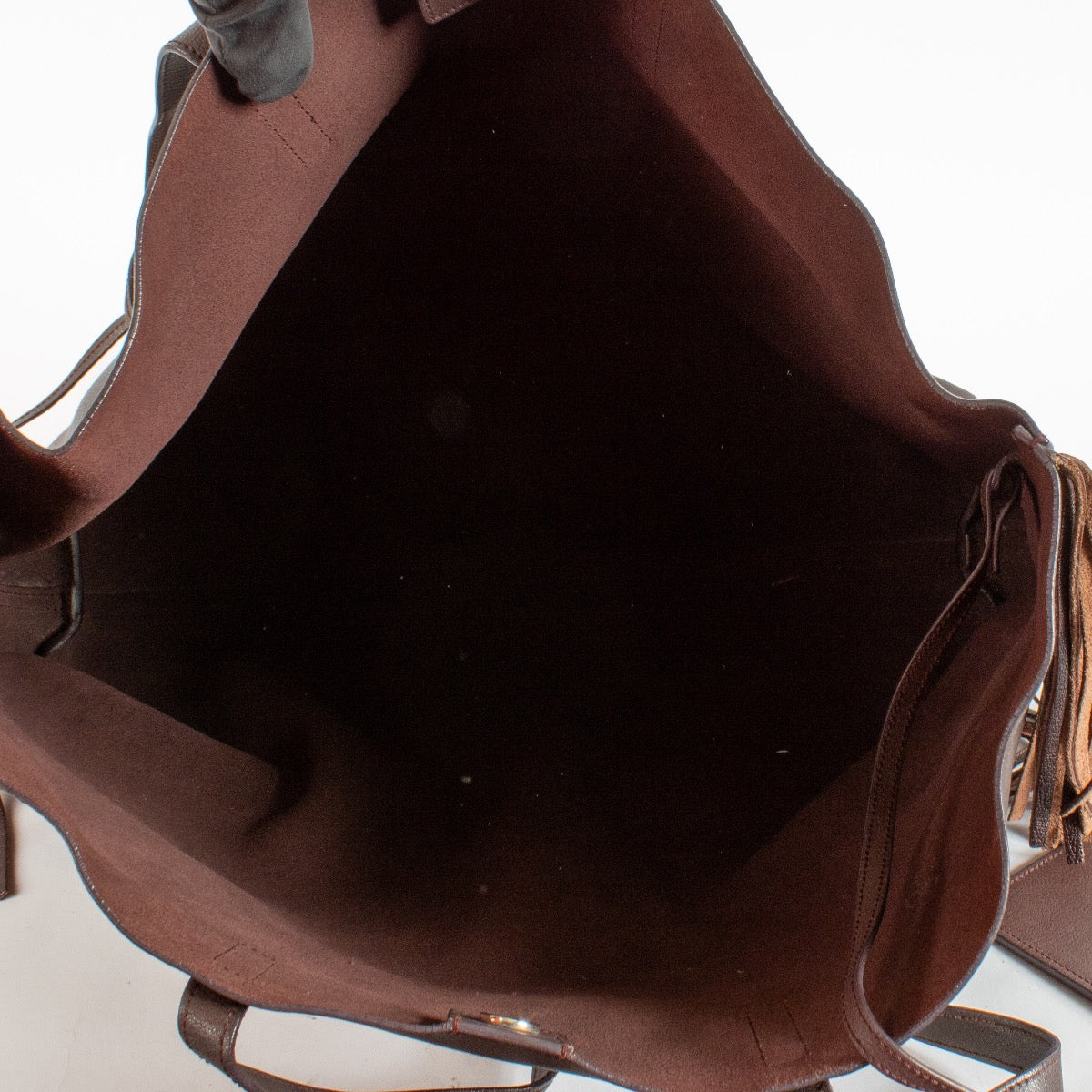 authentic preloved Saint Laurent Burgundy Fringe East/West Shopper on Labellov.com