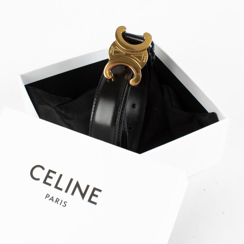 Authentic Second Hand Celine Black Triomphe Belt Size 80 on Labellov.com