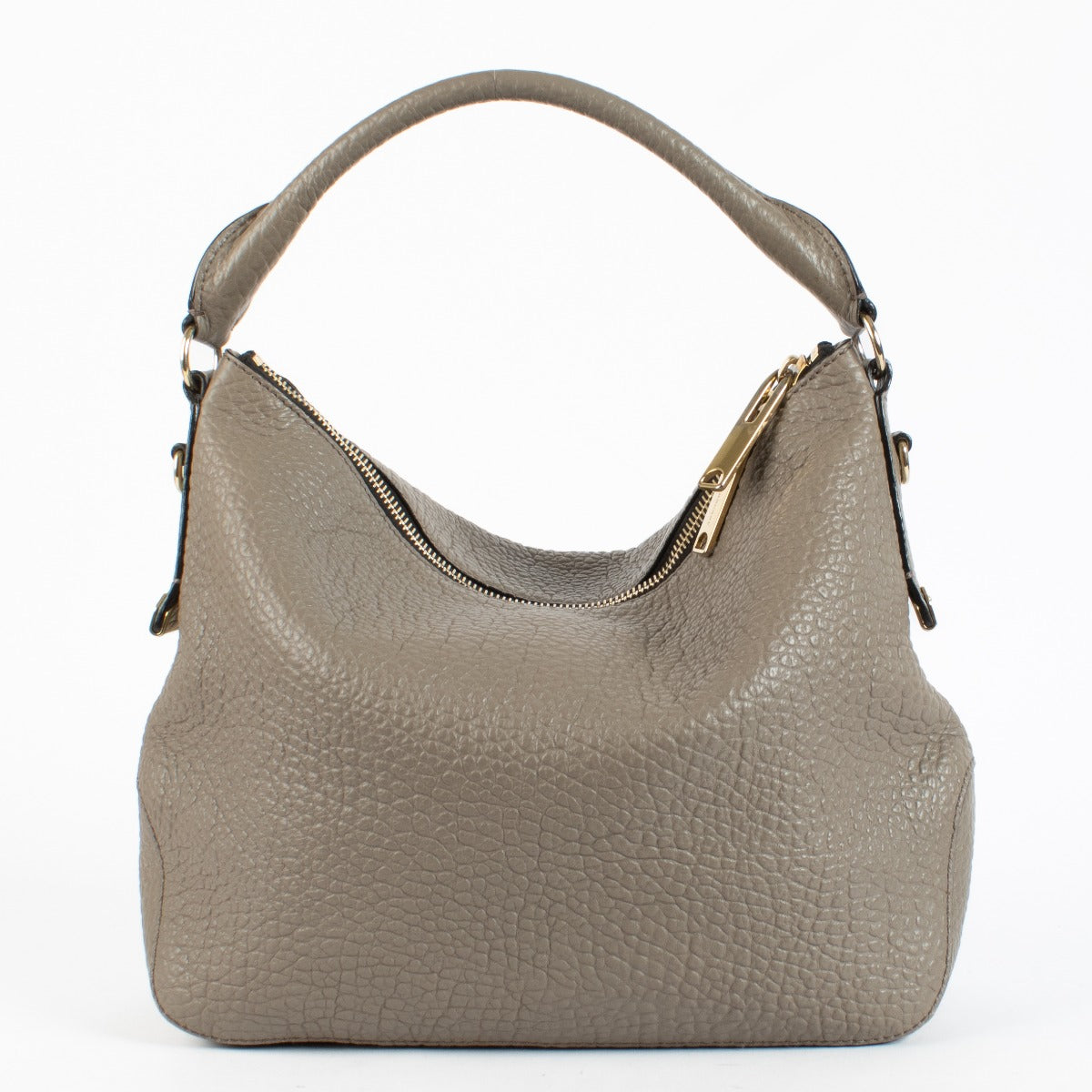 Authentic pre-loved Burberry Taupe Heritage Grain Ledbury Hobo Bag on Labellov.com