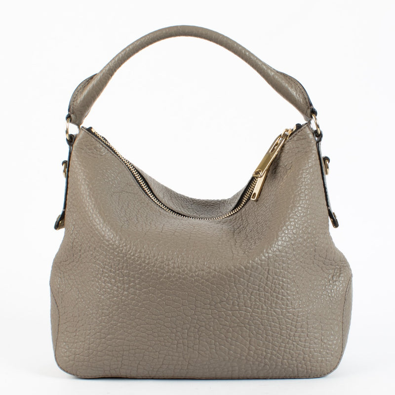 Authentic pre-loved Burberry Taupe Heritage Grain Ledbury Hobo Bag on Labellov.com
