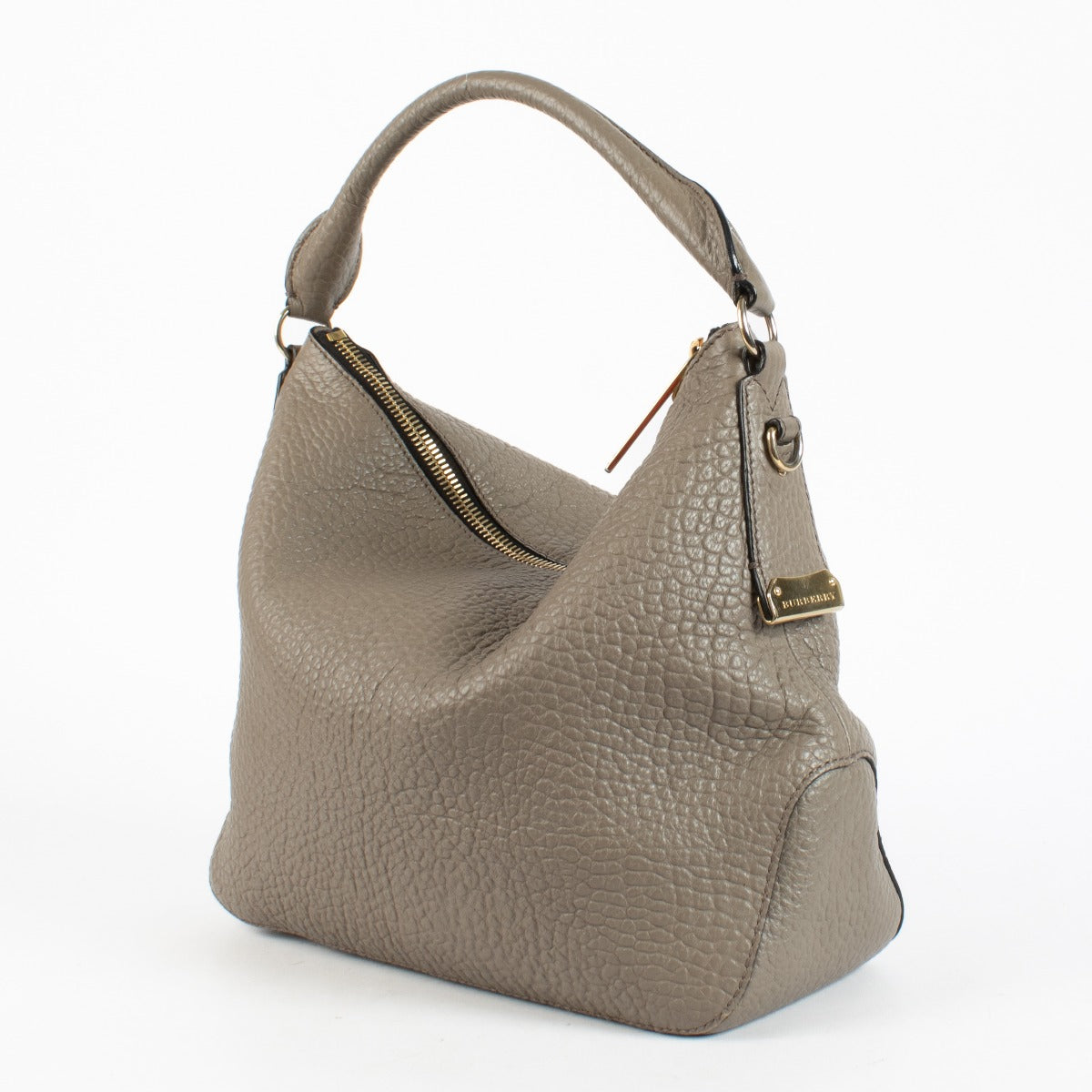 Authentic pre-loved Burberry Taupe Heritage Grain Ledbury Hobo Bag on Labellov.com