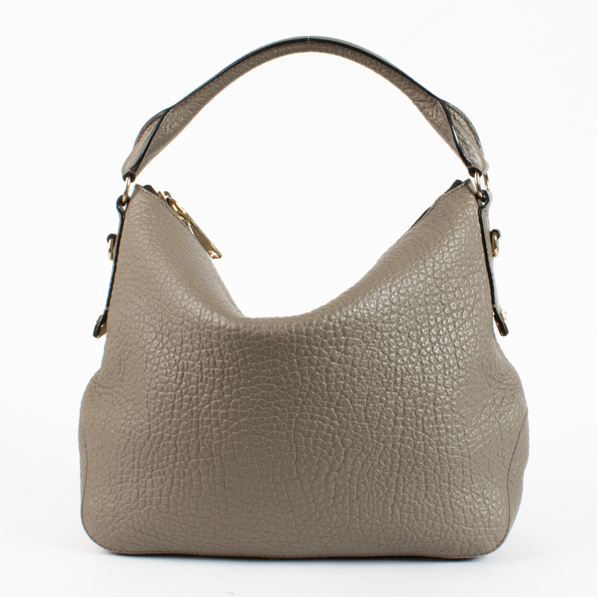 Authentic pre-loved Burberry Taupe Heritage Grain Ledbury Hobo Bag on Labellov.com