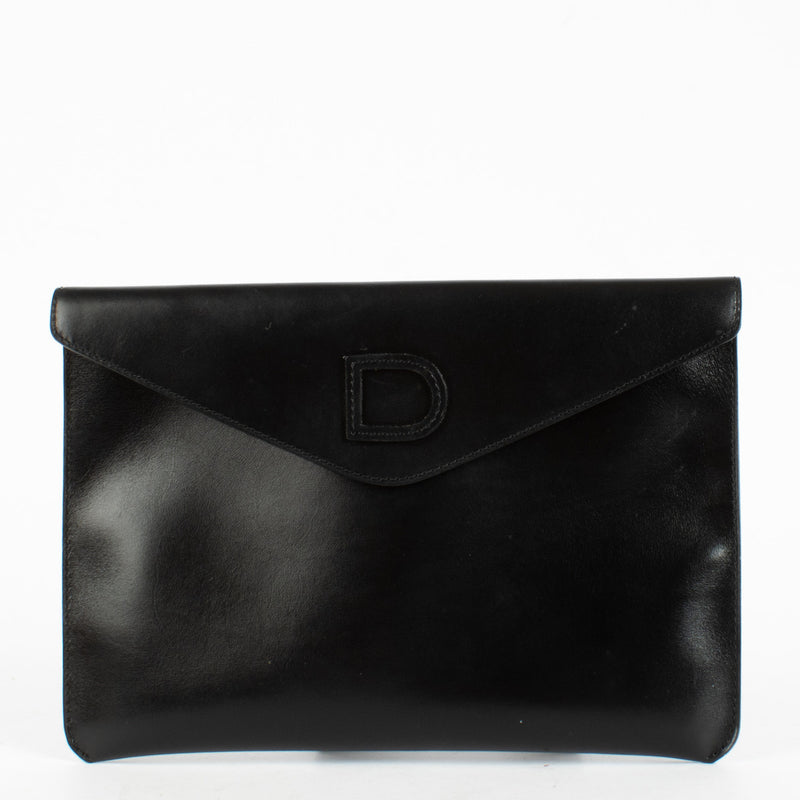 Delvaux Black Box Calf Clutch