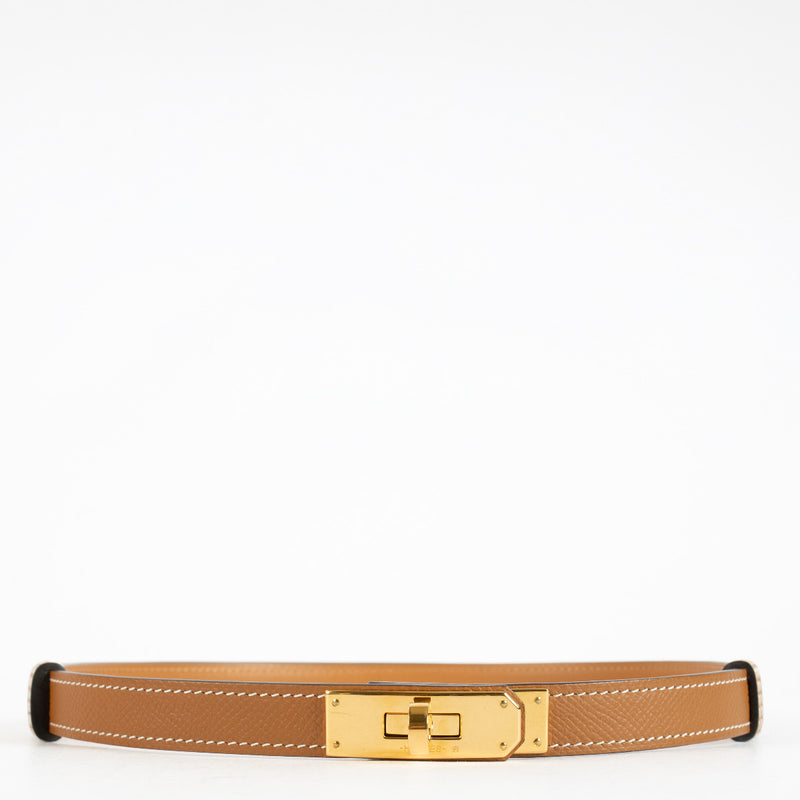 Are you looking for an authentic designer accessory? We buy and sell your preloved and brand new Hermès Kelly 18 Belt Gold Epsom GHW.
