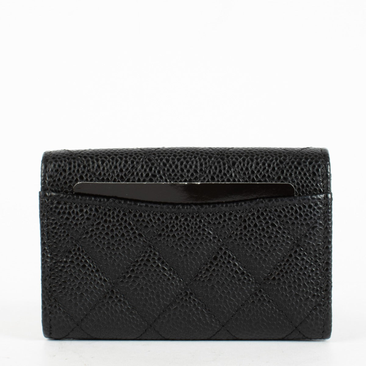 Authentic pre-loved Chanel Black Caviar Quilted Flap Card Holder Wallet on Labellov.com