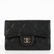 Authentic pre-loved Chanel Black Caviar Quilted Flap Card Holder Wallet on Labellov.com