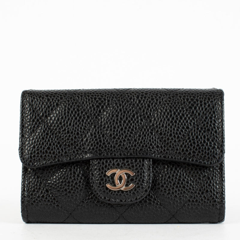 Authentic pre-loved Chanel Black Caviar Quilted Flap Card Holder Wallet on Labellov.com