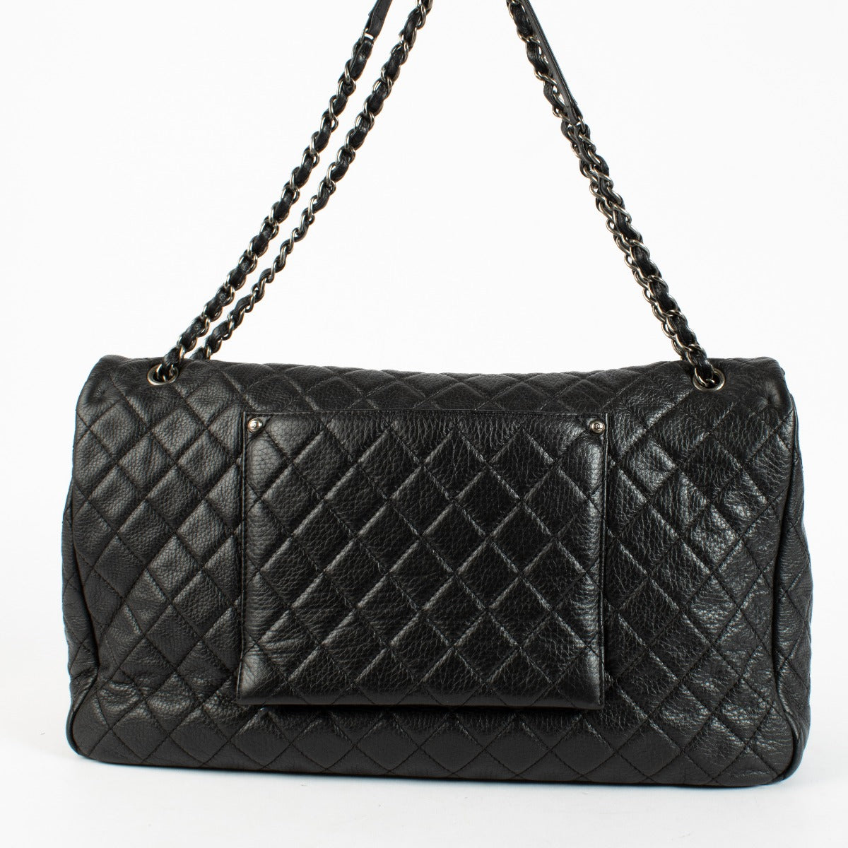Authentic pre-loved Chanel Black Cowskin XXL Airlines Travel Flap Bag on Labellov.com