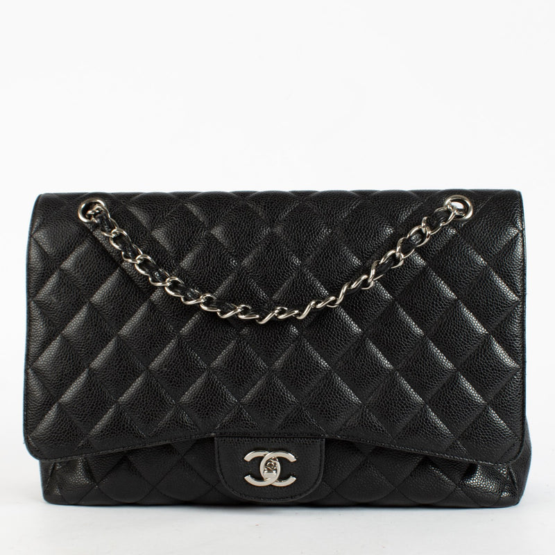 authentic preloved Chanel Maxi Classic Flap Black Caviar SHW on Labellov.com