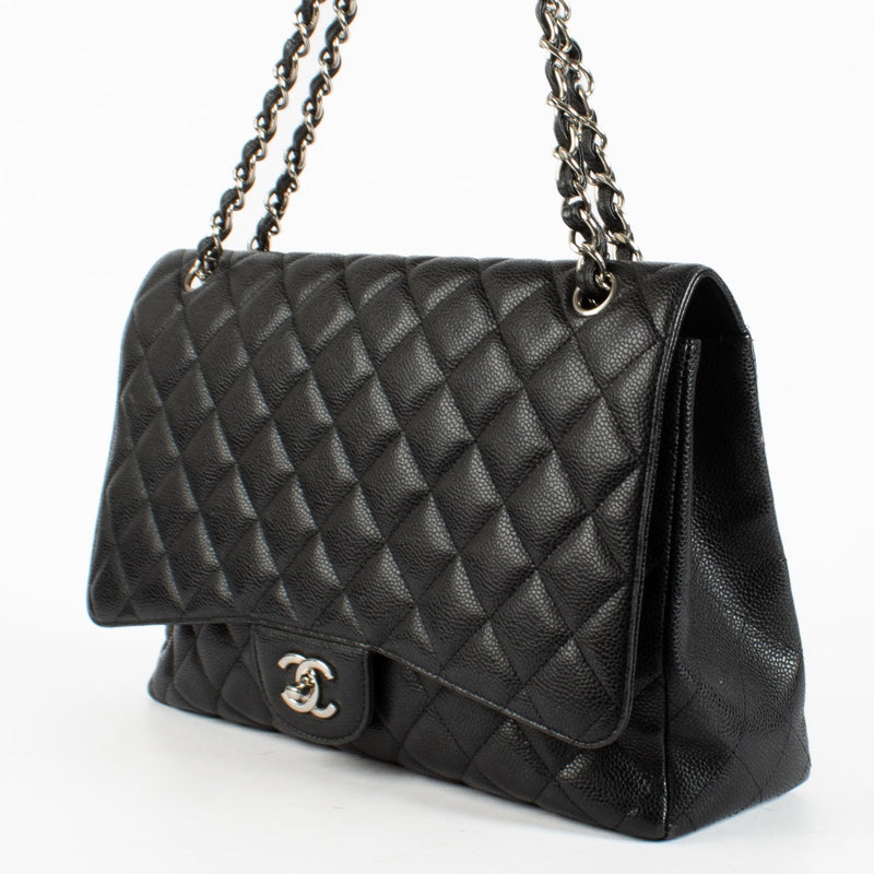 authentic preloved Chanel Maxi Classic Flap Black Caviar SHW on Labellov.com