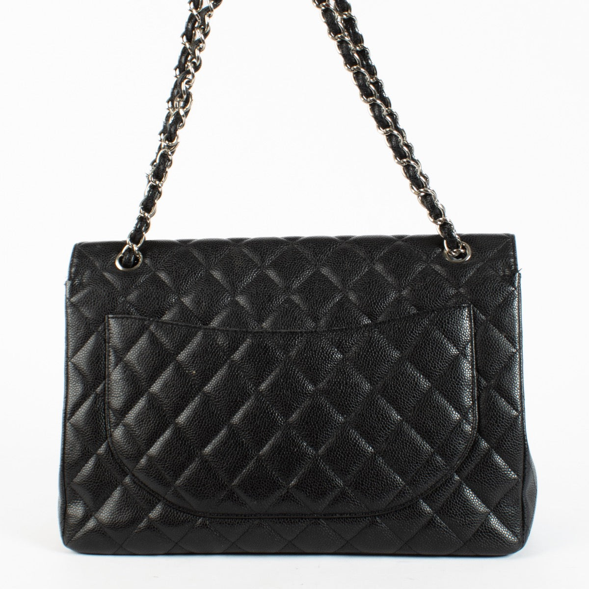 authentic preloved Chanel Maxi Classic Flap Black Caviar SHW on Labellov.com