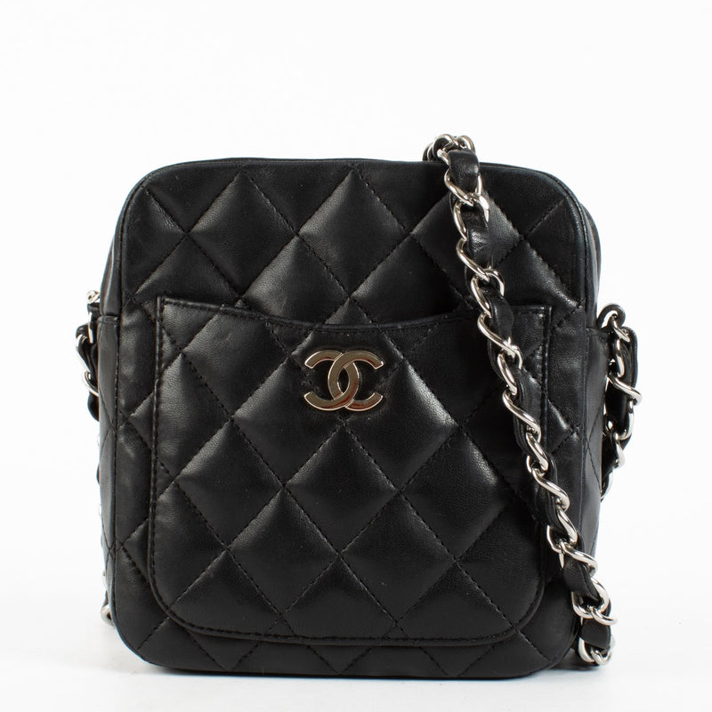 authentic preloved Chanel Small Black Front Pocket Lambskin Crossbody on Labellov.com