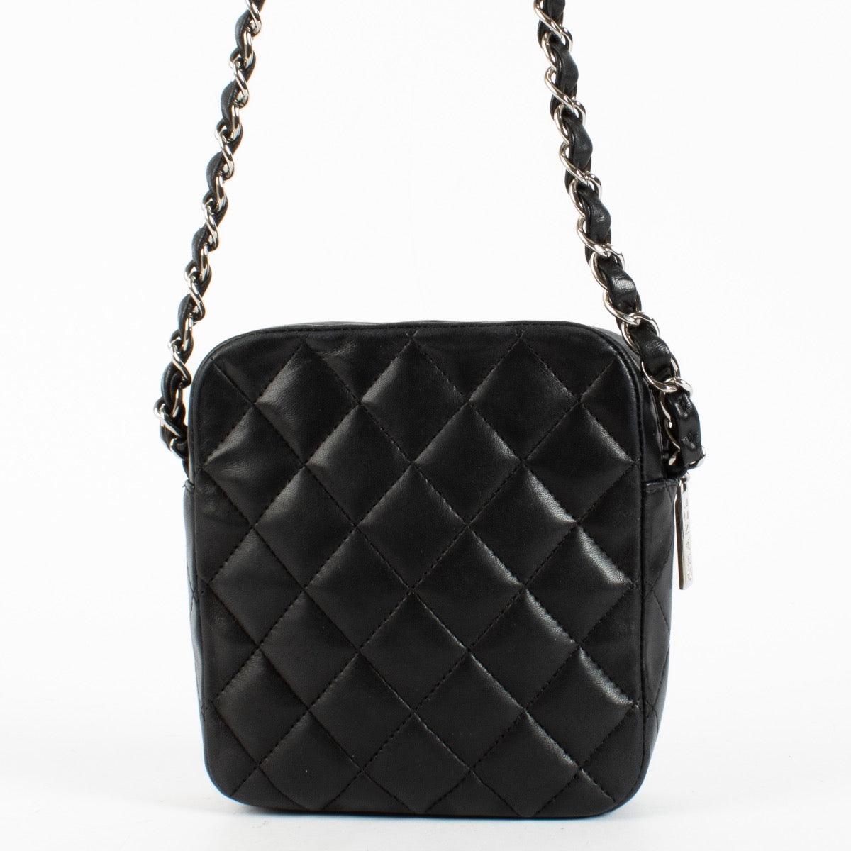 authentic preloved Chanel Small Black Front Pocket Lambskin Crossbody on Labellov.com