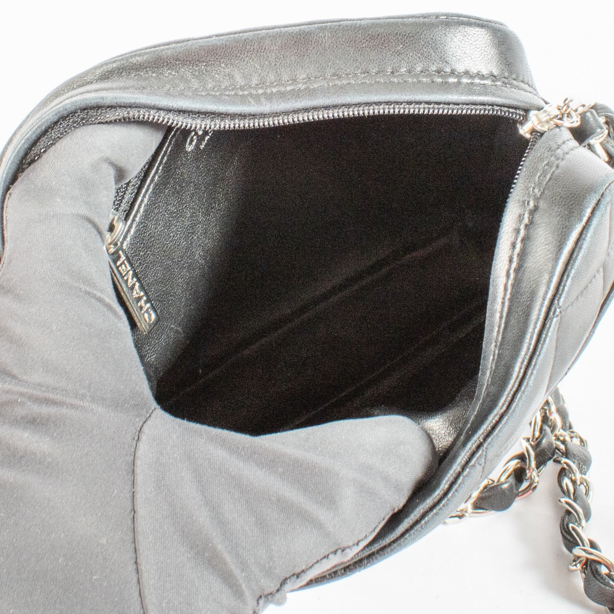 authentic preloved Chanel Small Black Front Pocket Lambskin Crossbody on Labellov.com
