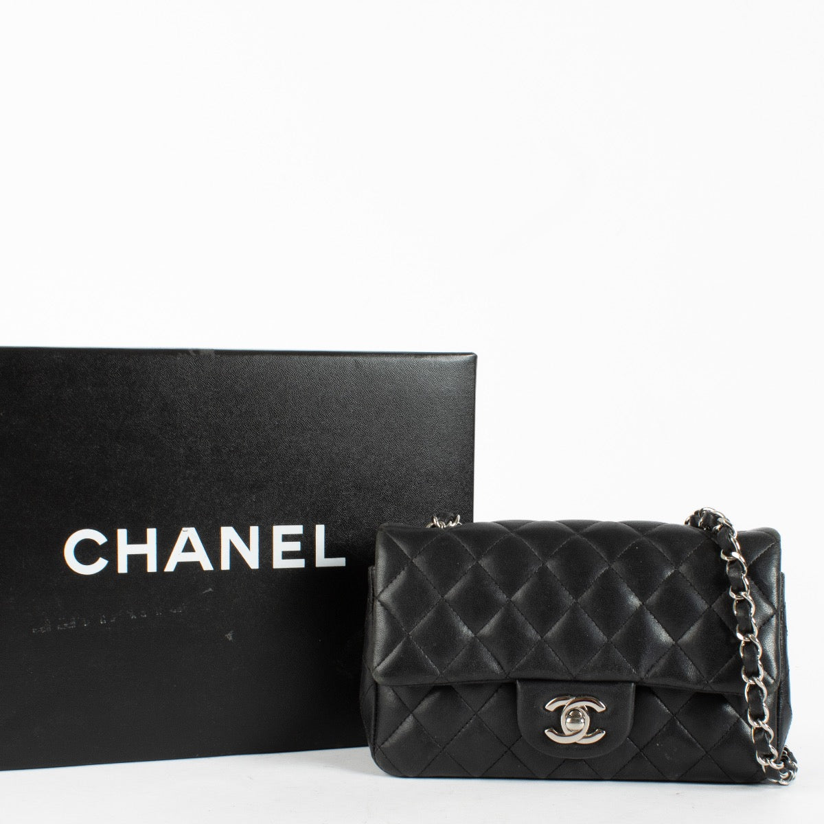 shop 100% authentic second hand Chanel Mini Black Lambskin Classic Rectangular Bag on Labellov.com