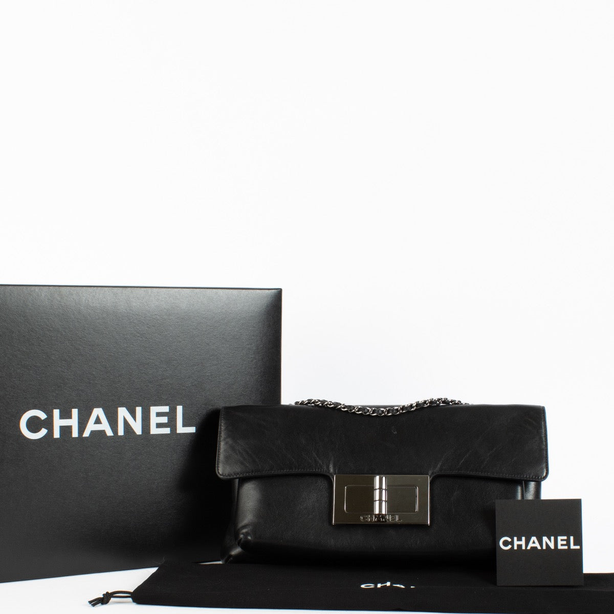 shop 100% authentic second hand Chanel Black Lambskin Giant 2.55 Mademoiselle Lock Bag on Labellov.com