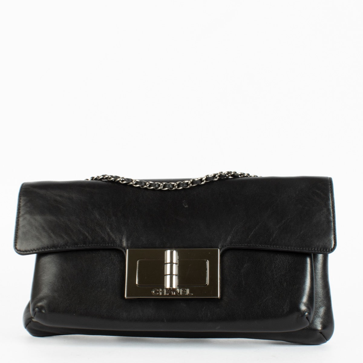 shop 100% authentic second hand Chanel Black Lambskin Giant 2.55 Mademoiselle Lock Bag on Labellov.com