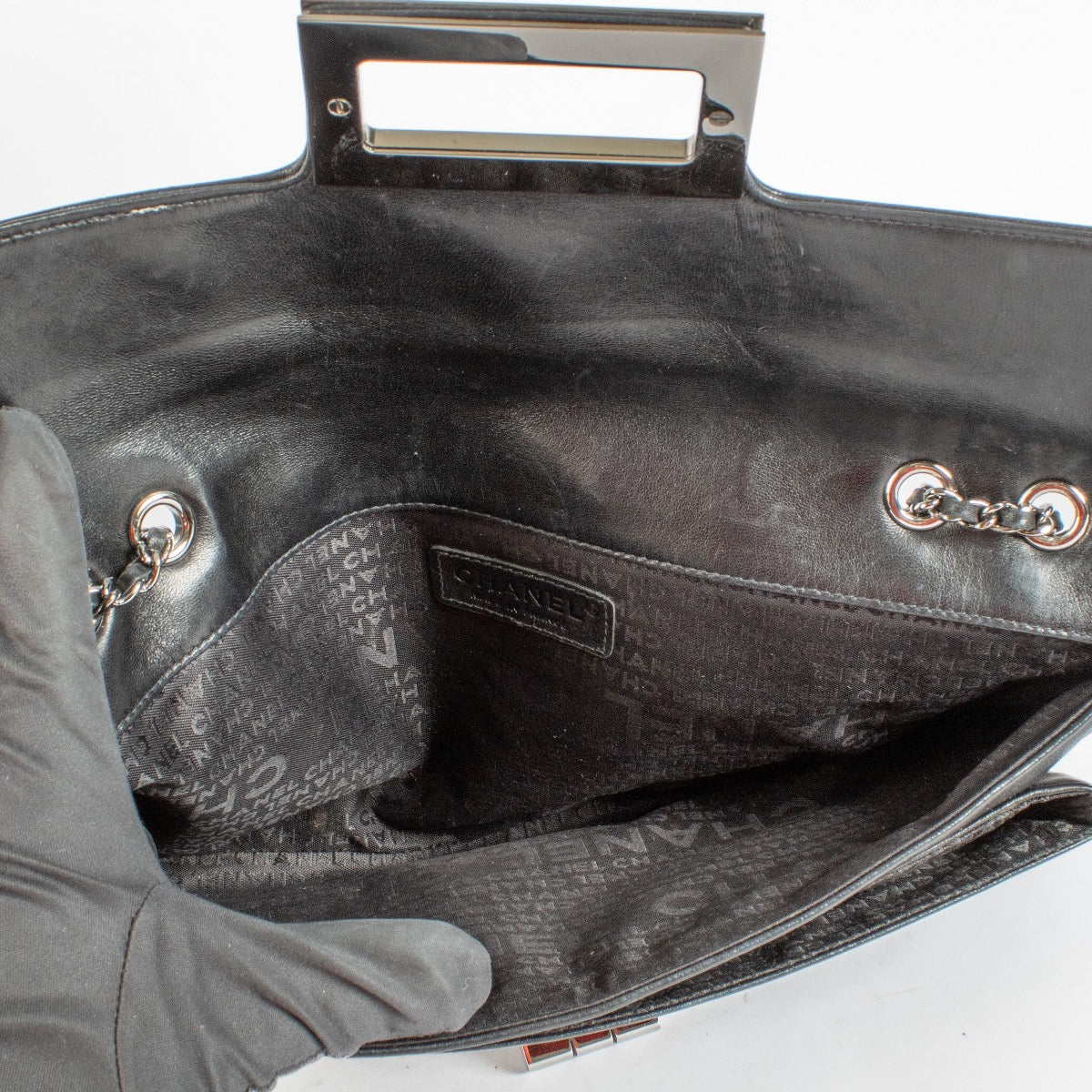 shop 100% authentic second hand Chanel Black Lambskin Giant 2.55 Mademoiselle Lock Bag on Labellov.com