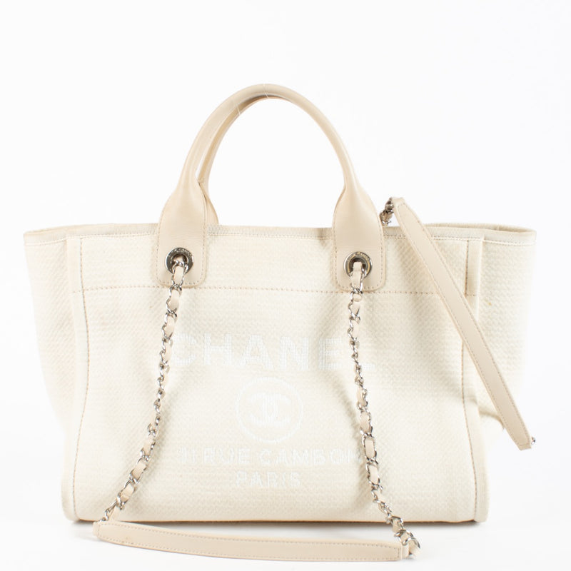 shop 100% authentic second hand Chanel White Deauville Small Shopping Tote Bag on Labellov.com