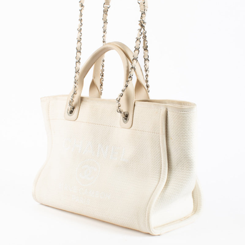 shop 100% authentic second hand Chanel White Deauville Small Shopping Tote Bag on Labellov.com