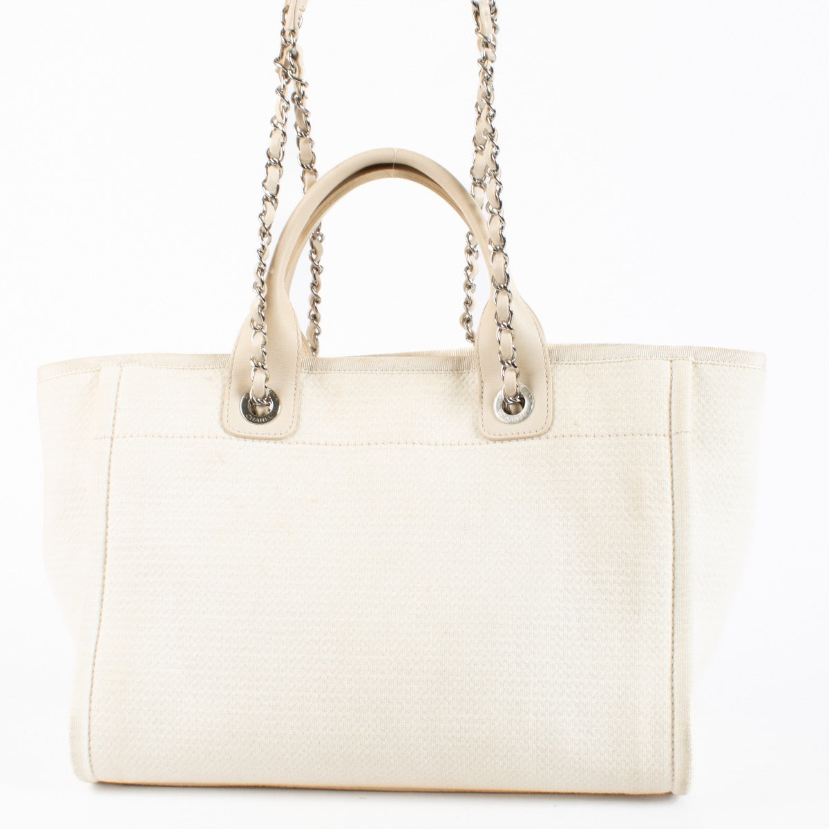 shop 100% authentic second hand Chanel White Deauville Small Shopping Tote Bag on Labellov.com