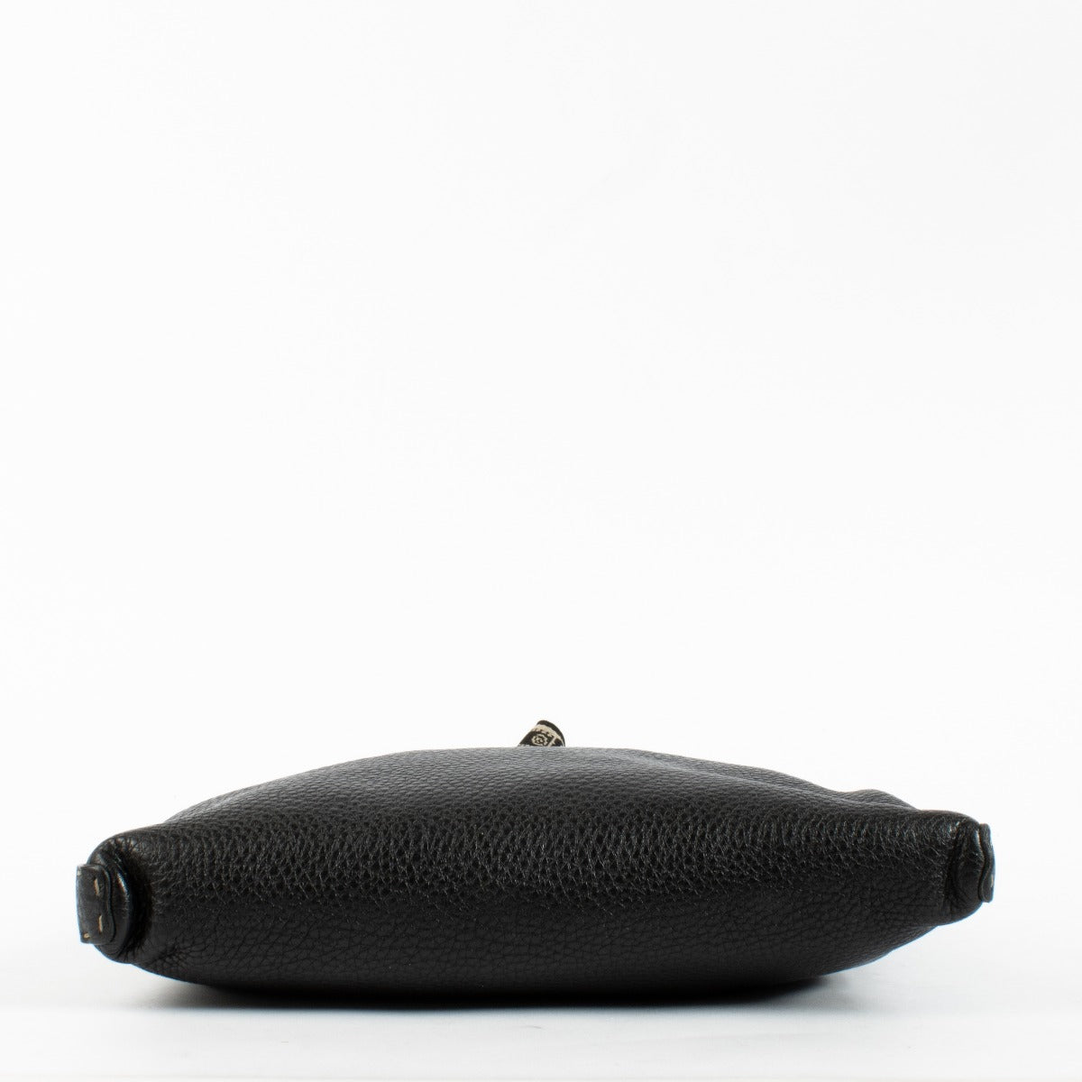 Fendi Black Selleria crossbody bag in grained leather with stitched details and fabric strap at Labellov.com
