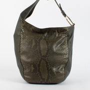 Gucci Greenwich Hobo python shoulder bag in green leather with canvas interior at Labellov.com