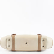 Loewe ecru canvas and leather vintage satchel bag with top handle at Labellov.com