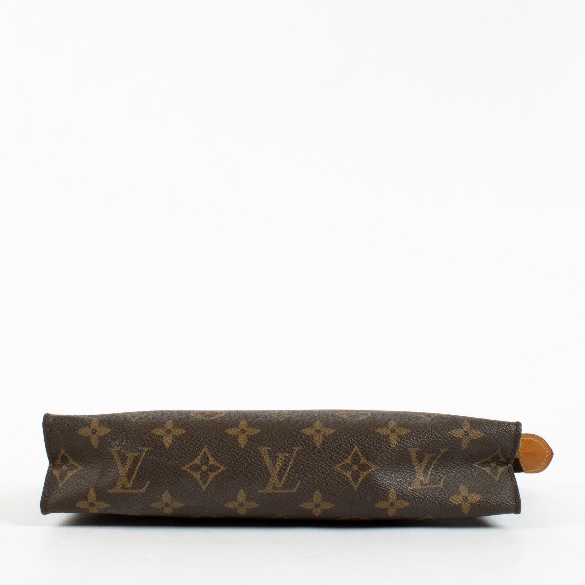 Louis Vuitton Monogram Toiletry Pouch in brown coated canvas with leather trim at Labellov.com