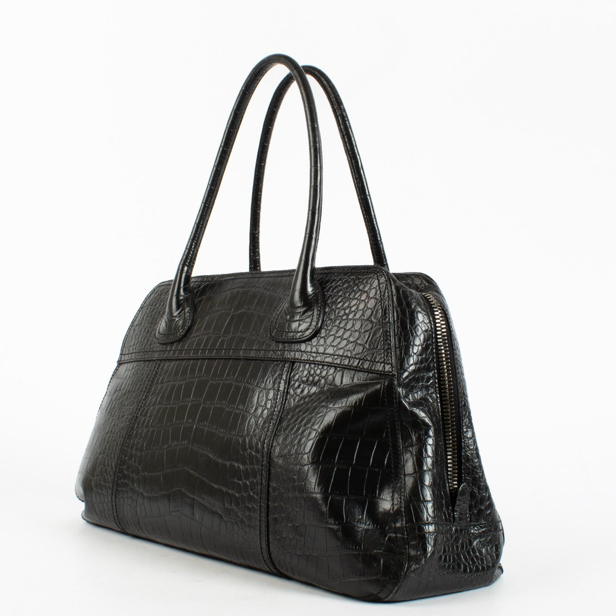Prada Mirage black crocodile leather shoulder bag in very good condition with light natural creasing and a clean interior, at Labellov.com