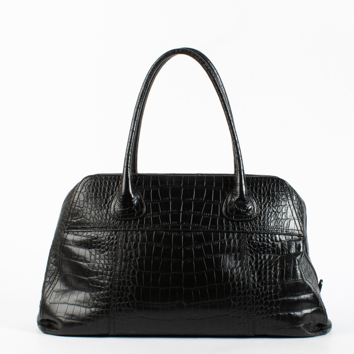 Prada Mirage black crocodile leather shoulder bag in very good condition with light natural creasing and a clean interior, at Labellov.com