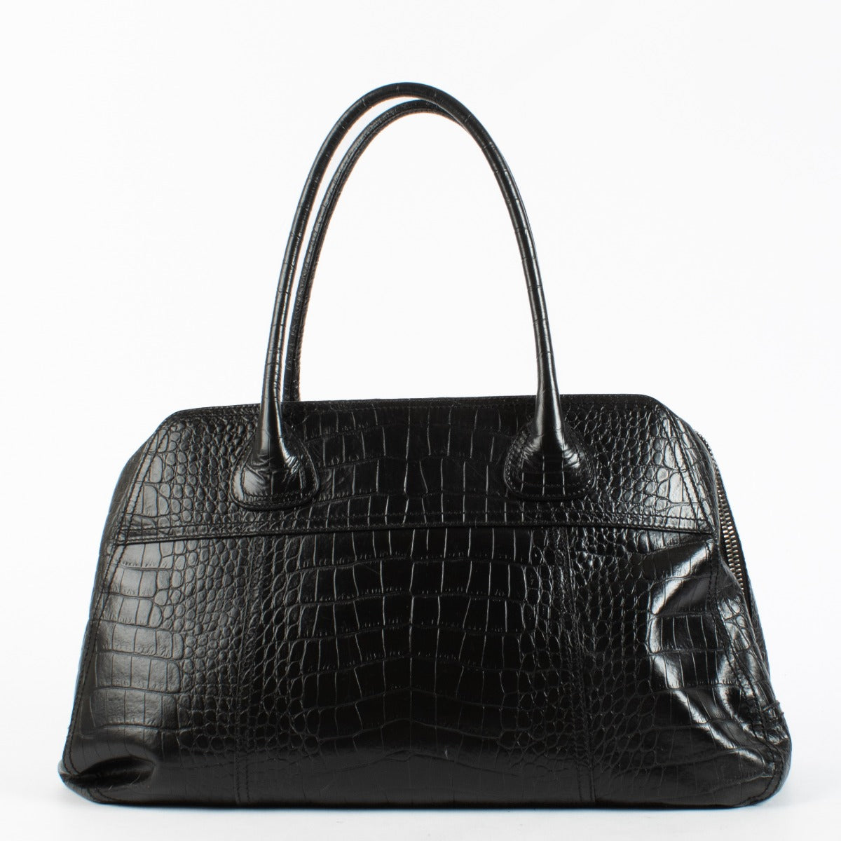 Prada Mirage black crocodile leather shoulder bag in very good condition with light natural creasing and a clean interior, at Labellov.com