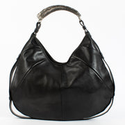 Saint Laurent Black Large Mombasa Hobo Bag with horn handle at Labellov.com