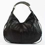 Saint Laurent Black Large Mombasa Hobo Bag with horn handle at Labellov.com