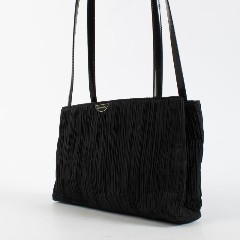 Authentic pre-loved Christian Dior Black Vintage Pleated Shoulder Bag on Labellov.com