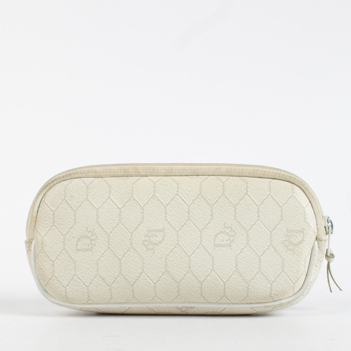 Authentic pre-loved Christian Dior White Honeycomb Canvas Pouch on Labellov.com