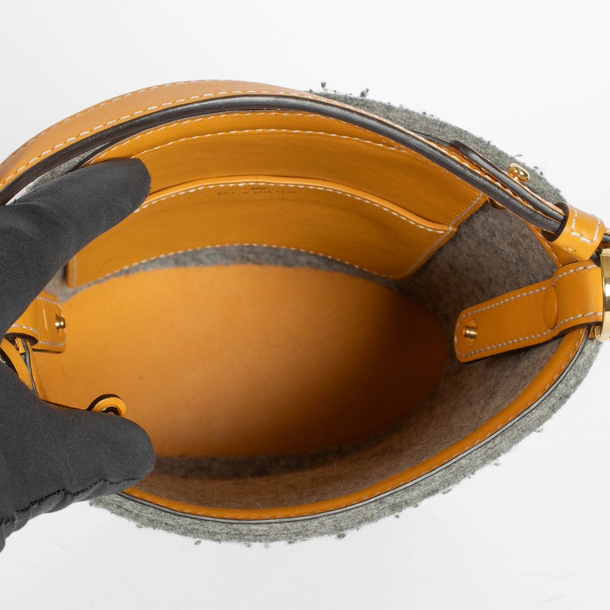 Authentic pre-loved Delvaux Multicolor Felt Le Pin Mini Bucket Bag on Labellov.com