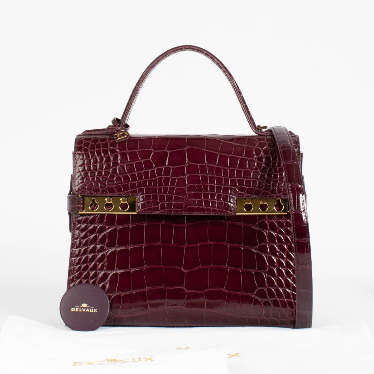 Authentic pre-loved Delvaux Indigo Shiny Alligator Tempête MM on Labellov.com