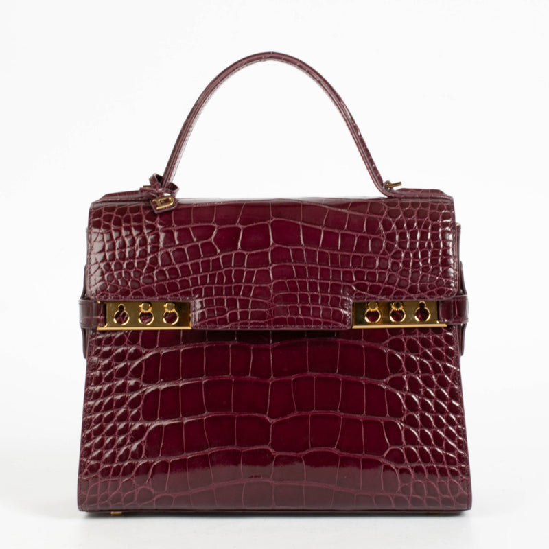 Authentic pre-loved Delvaux Indigo Shiny Alligator Tempête MM on Labellov.com