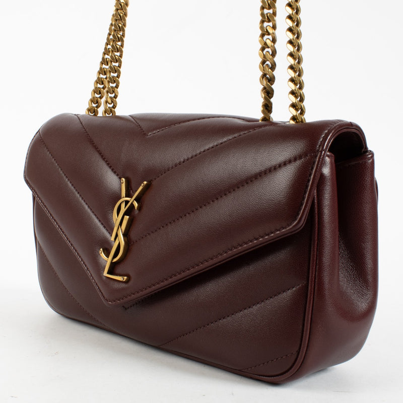 Saint Laurent Burgundy Quilted Loulou Small Bag