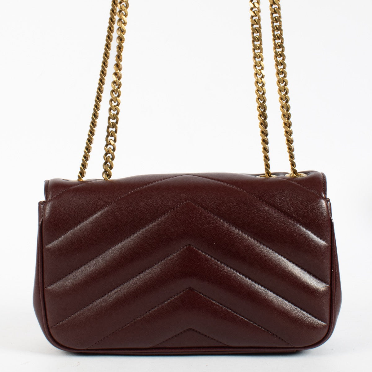 Saint Laurent Burgundy Quilted Loulou Small Bag