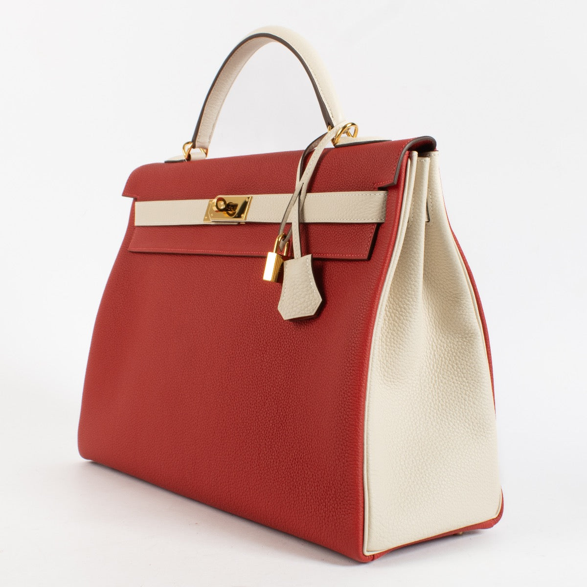 Hermès HSS Kelly 40 Rouge de Coeur/Craie Togo GHW